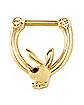 Gold Plated Playboy Bunny Clicker Septum Ring - 16 Gauge
