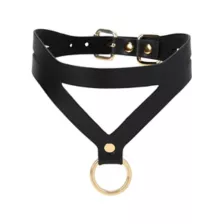 Bondage Collar with Goldtone Chain Leash - Pleasure Bound at Spencer's