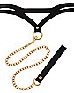 Bondage Collar with Goldtone Chain Leash - Pleasure Bound