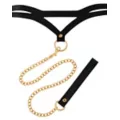 Bondage Collar with Goldtone Chain Leash - Pleasure Bound at Spencer's
