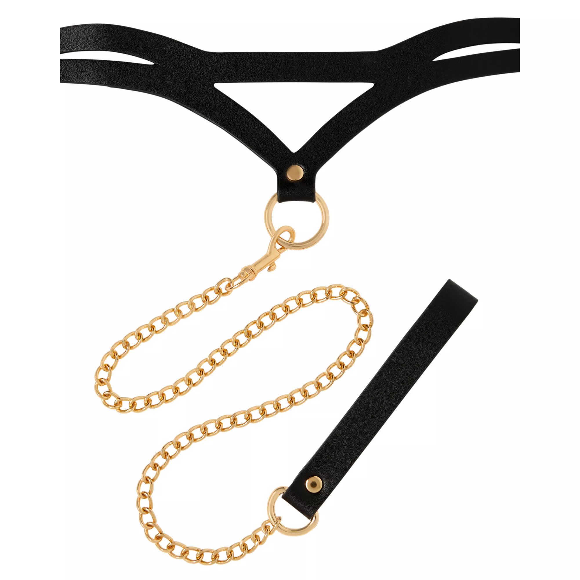 Bondage Collar with Goldtone Chain Leash - Pleasure Bound at Spencer's