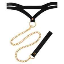Bondage Collar with Goldtone Chain Leash - Pleasure Bound at Spencer's