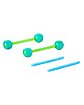 Bioflex Blue and Green Nipple Barbells with Extra Pins - 14 Gauge