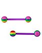 Bioflex Rainbow Nipple Barbells with Extra Pins - 14 Gauge