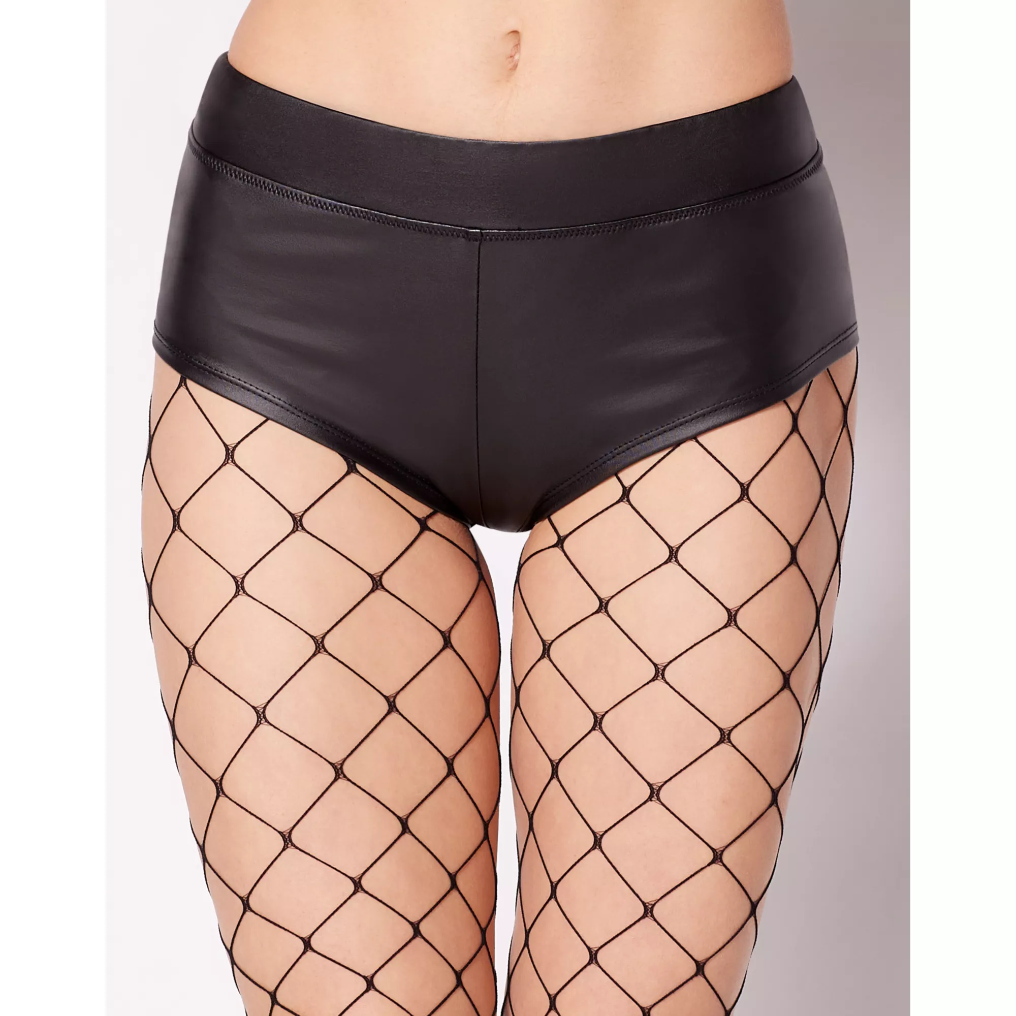 Black Faux Leather Booty Shorts at Spencer's