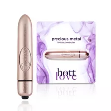 Rose Goldtone Precious Metal 10-Function Waterproof Bullet Vibrator 3.5 Inch - Hott Love at Spencer's
