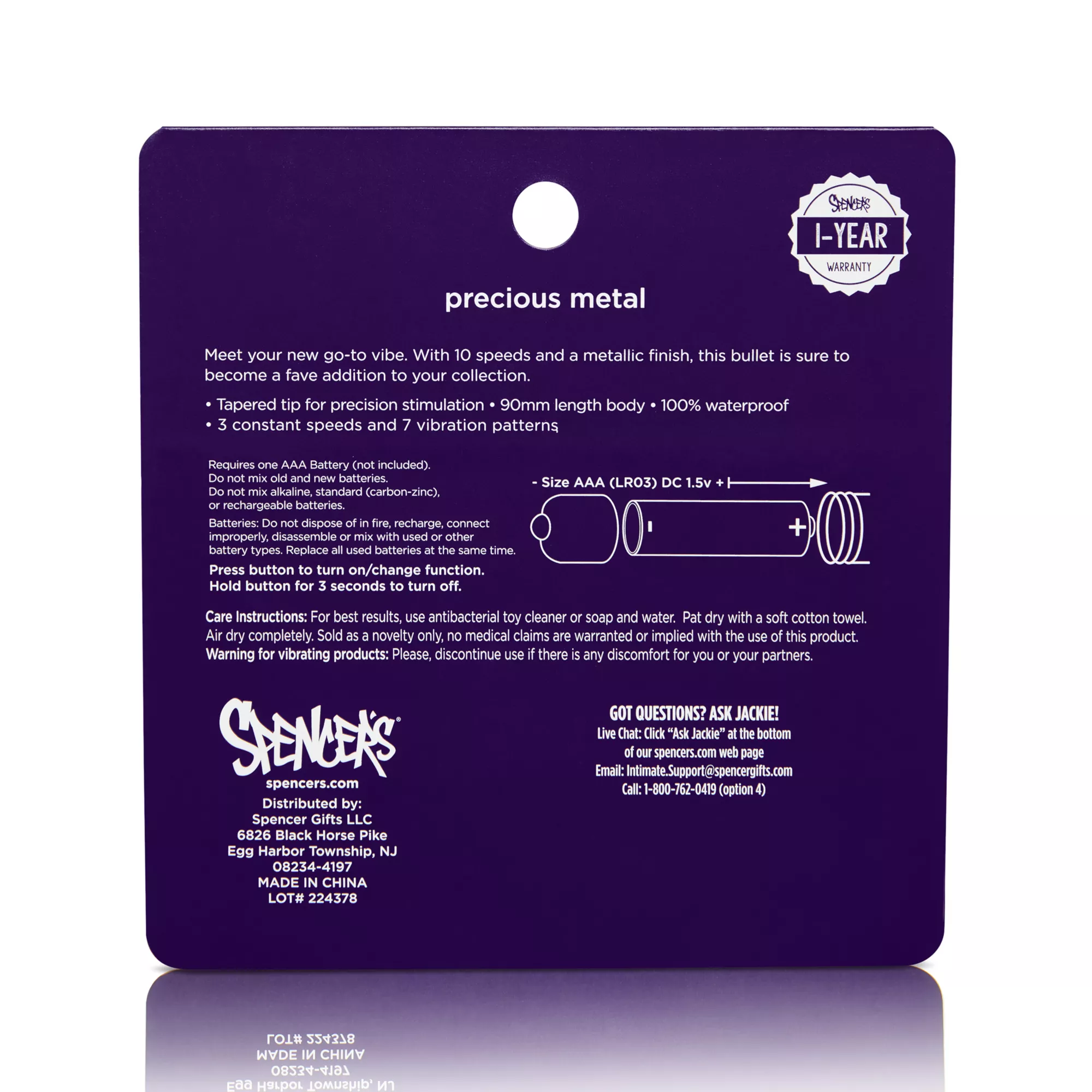 Rose Goldtone Precious Metal 10-Function Waterproof Bullet Vibrator 3.5 Inch - Hott Love at Spencer's