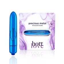 Blue Precious Metal 10-Function Waterproof Bullet Vibrator - 3.5 Inch at Spencer's