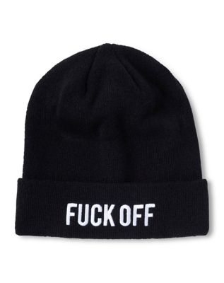 Black Fuck Off Cuff Beanie Hat