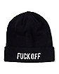 Black Fuck Off Cuff Beanie Hat