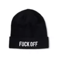 Black Fuck Off Cuff Beanie Hat at Spencer's