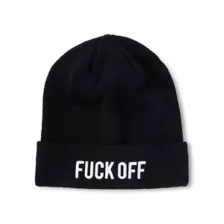 Black Fuck Off Cuff Beanie Hat at Spencer's