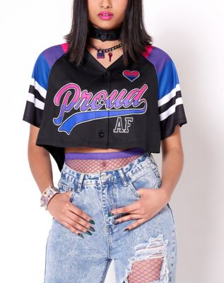 Proud AF Bisexual Crop Top Jersey - Spencer's