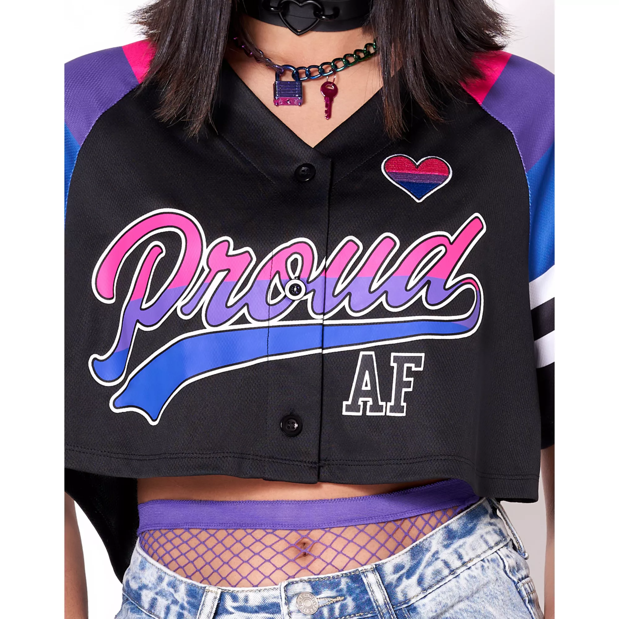 Proud AF Bisexual Pride Crop Top Jersey at Spencer's