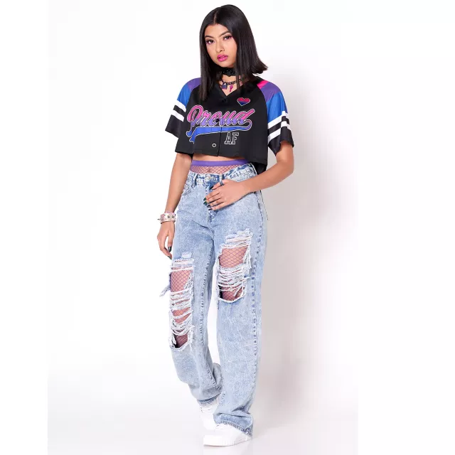 Proud AF Bisexual Pride Crop Top Jersey