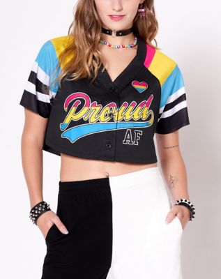 Proud AF Lesbian Pride Crop Top Jersey - Spencer's