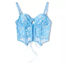 Daisy Printed Cropped Bustier and Thong Panties Set at Spencer's