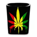 Red Yellow and Green Weed Leaf Shot Glass - 2 oz. at Spencer's