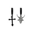 Baphomet and Cross Huggie Dangle Earrings at Spencer's