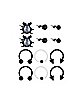 Multi-Pack CZ Beetle Studs Horseshoe Rings and Captive Rings 6 Pair - 18 Gauge