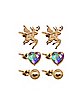 Multi-Pack Fairy Heart Stud Earrings 3 Pack - 18 Gauge