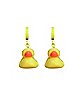 Rubber Ducky Dangle Huggie Hoop Earrings - 18 Gauge