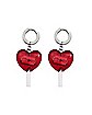 Razor Heart Lollipop Huggie Dangle Earrings - 18 Gauge
