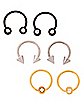 Multi-Pack CZ Throwing Star Stud Earrings Horseshoe Rings and Captive Bead Rings 6 Pair - 18 Gauge