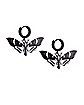 Black Moth Dangle Huggie Hoop Earrings - 18 Gauge