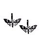 Black Moth Dangle Huggie Hoop Earrings - 18 Gauge