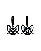 Black Cat Dangle Huggie Hoop Earrings - 18 Gauge