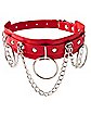 Red Triple O-Ring Drop Chain Collar Choker Necklace