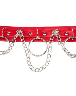 Red Triple O-Ring Drop Chain Collar Choker Necklace