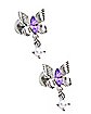 Purple Butterfly Dangle Fake Plugs - 18 Gauge