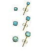 Multi-Pack Blue Opal-Effect Goldtone Stud Earrings - 3 Pair