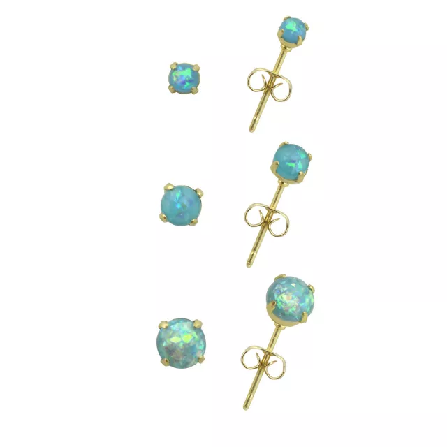 Multi-Pack Blue Opal-Effect Goldtone Stud Earrings - 3 Pair at Spencer's
