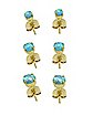 Multi-Pack Blue Opal-Effect Goldtone Stud Earrings - 3 Pair