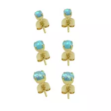 Multi-Pack Blue Opal-Effect Goldtone Stud Earrings - 3 Pair at Spencer's