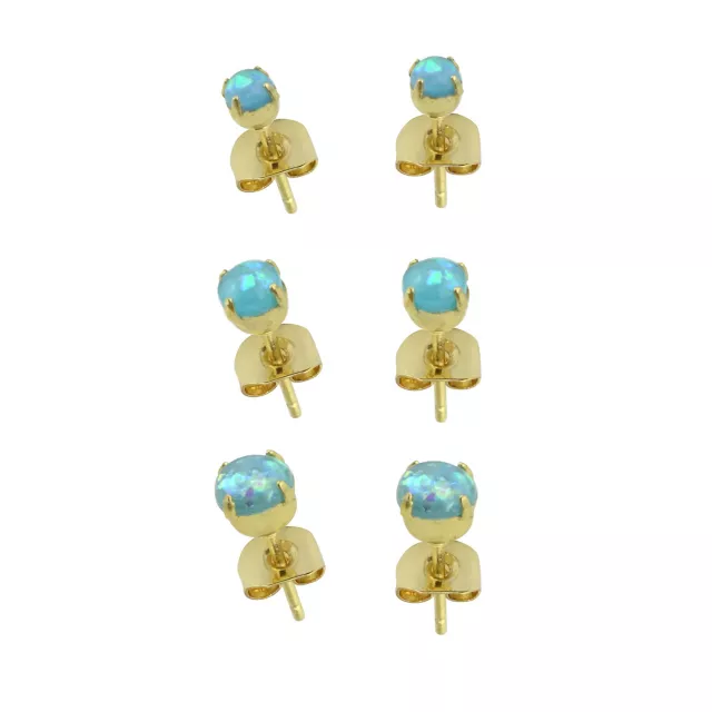Multi-Pack Blue Opal-Effect Goldtone Stud Earrings - 3 Pair at Spencer's