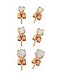Multi-Pack Rose Goldtone White Opal-Effect Stud Earrings - 3 Pair