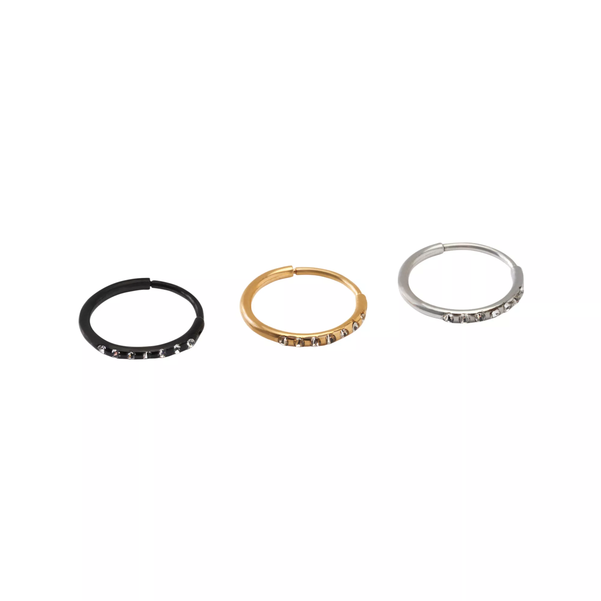 Multi-Pack CZ Black Silver Goldtone Hoop Earrings 6 Pack - 20 Gauge at Spencer's