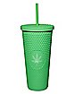 Green Weed Leaf Textured Cup with Straw - 24 oz.
