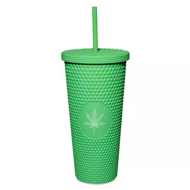 Green Weed Leaf Textured Cup with Straw - 24 oz. at Spencer's
