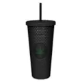 Black Weed Leaf Textured Cup with Straw - 24 oz. at Spencer's