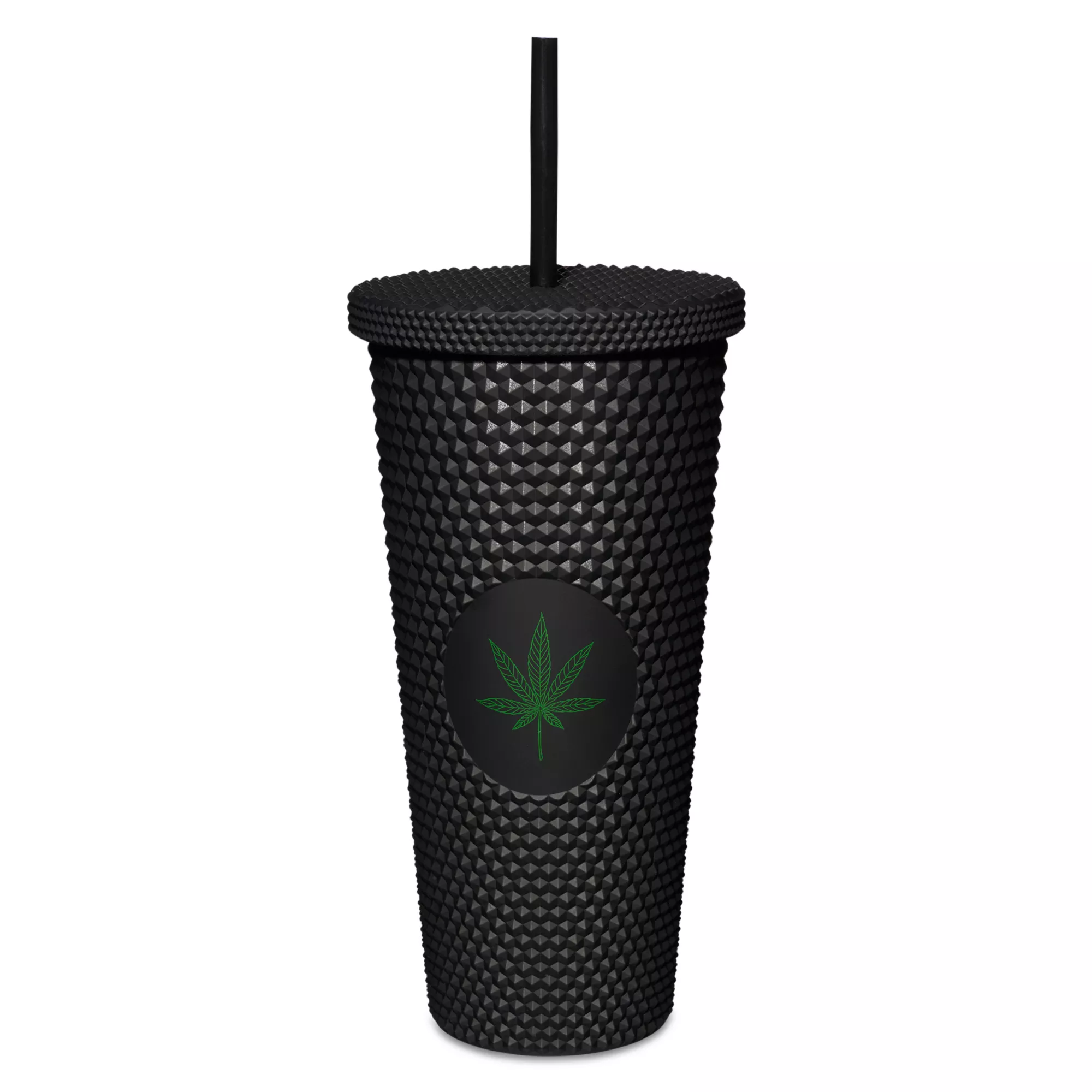 Black Weed Leaf Textured Cup with Straw - 24 oz. at Spencer's