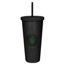 Black Weed Leaf Textured Cup with Straw - 24 oz. at Spencer's