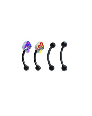 Multi-Pack CZ Mushroom Curved Barbells 4 Pack - 16 Gauge