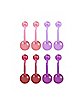 Multi-Pack Ombre Pink and Purple Belly Rings 8 Pack - 14 Gauge