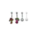 Multi-Pack Mushroom Belly Rings 4 Pack - 14 Gauge at Spencer's