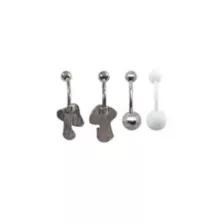 Multi-Pack Mushroom Belly Rings 4 Pack - 14 Gauge at Spencer's